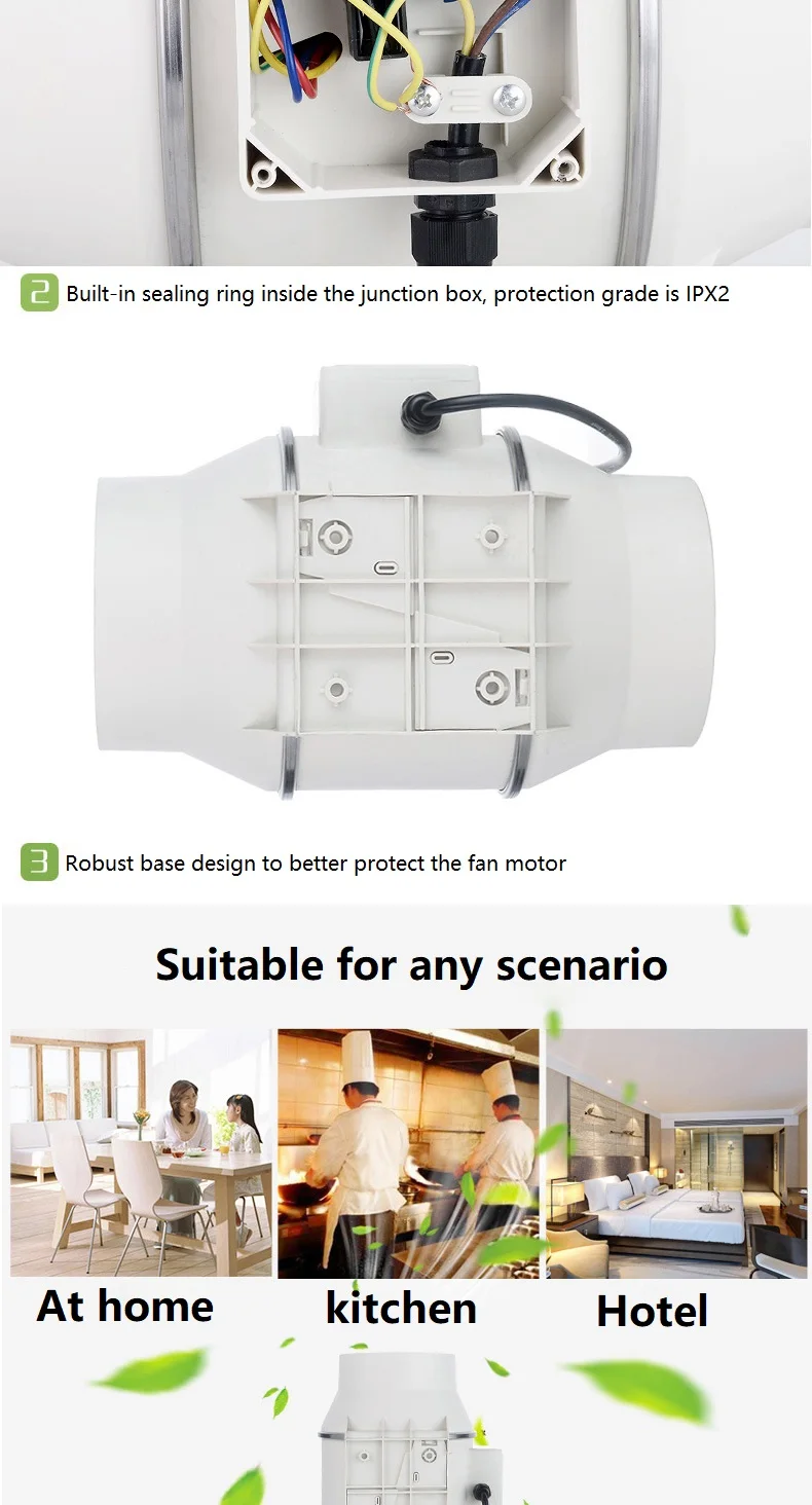 4inch 220V Exhaust Fans Home Silent Inline Pipe Duct Fan Bathroom Extractor Ventilation Kitchen Toilet Wall Air Clean Ventilator