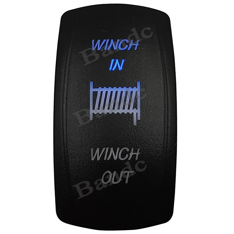 WINCH IN OUT Rocker Switch, Laser-Etched 7P (On)-Off-(On) DPDT Led Lights Button for Car Boat ARB，Car Accessory，Jumper Wires Set