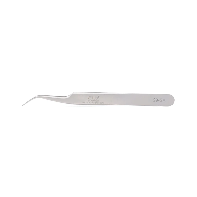 VETUS 6A-SA Wimpernpinzette, Edelstahl, antistatisch, 3D/6D-Volumen, Wimpernverlängerung, beste Qualität, Fächerpinzette