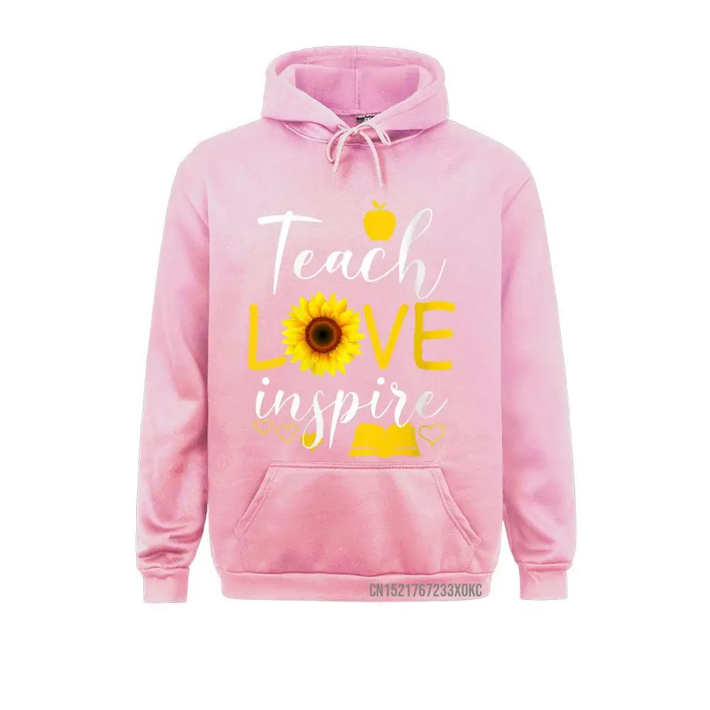 Womens Teach Love Inspire Sunflower Teacher Funny Gift Hoodie Sweatshirts Hoodies New Arrival Customized Clothes Printing Men