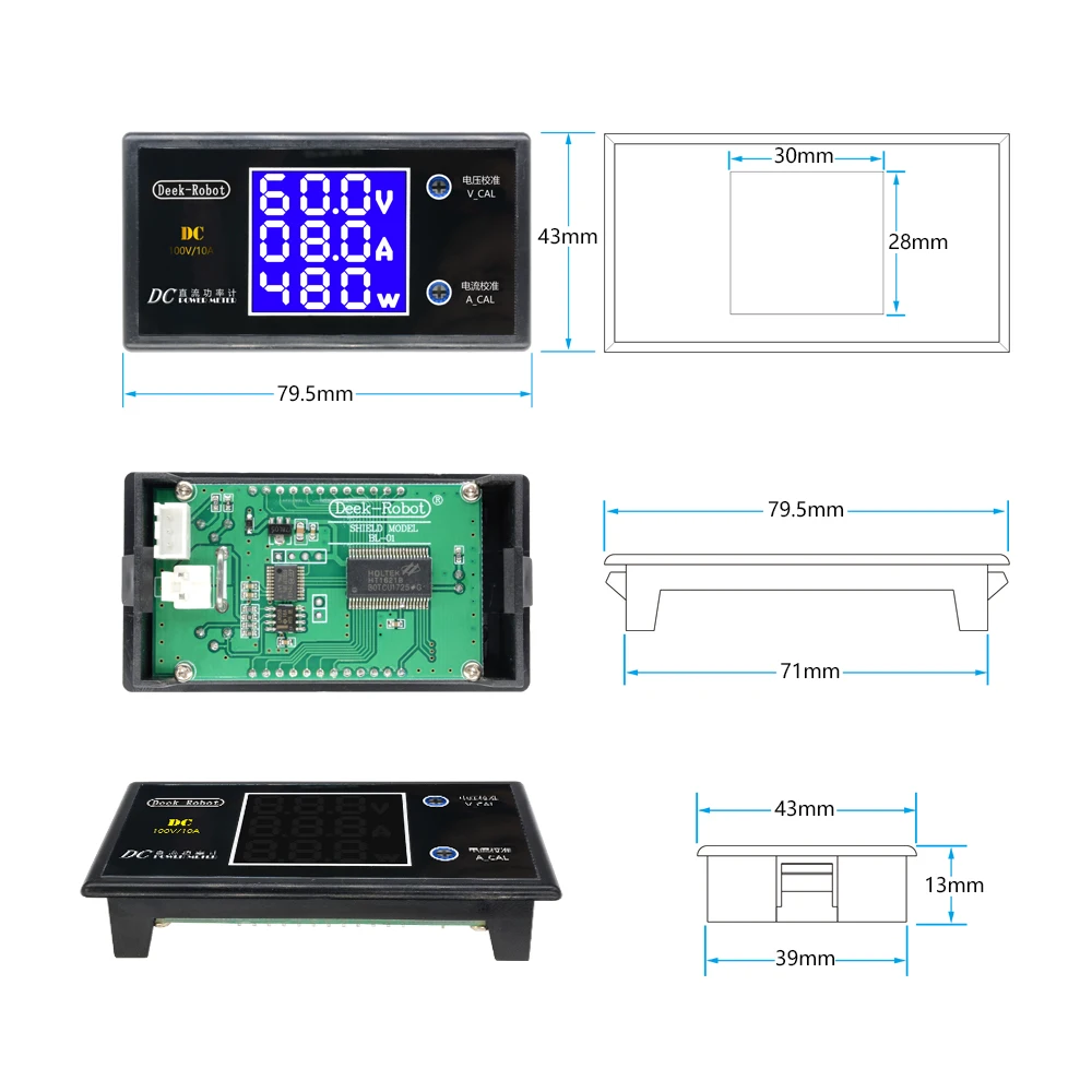 DC 110V/10A 50V/5A LCD Digital Voltmeter Ammeter Wattmeter Voltage Current Power Meter Voltage Current Tester Detector 1000W