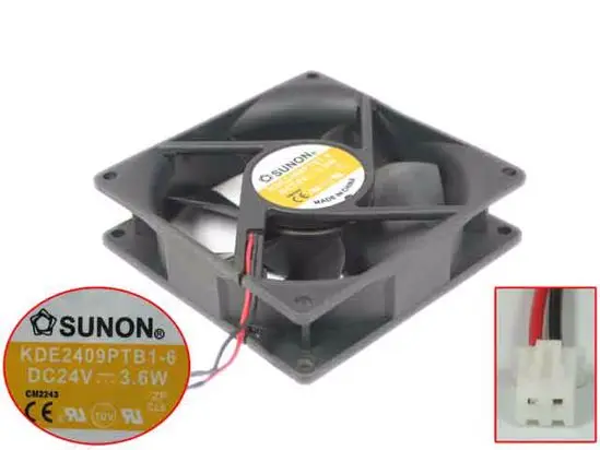 SUNON-ventilador de refrigeración para servidor, KDE2409PTB1-6 DC 24V, 3,6 W, 90x90x25mm, 2 cables