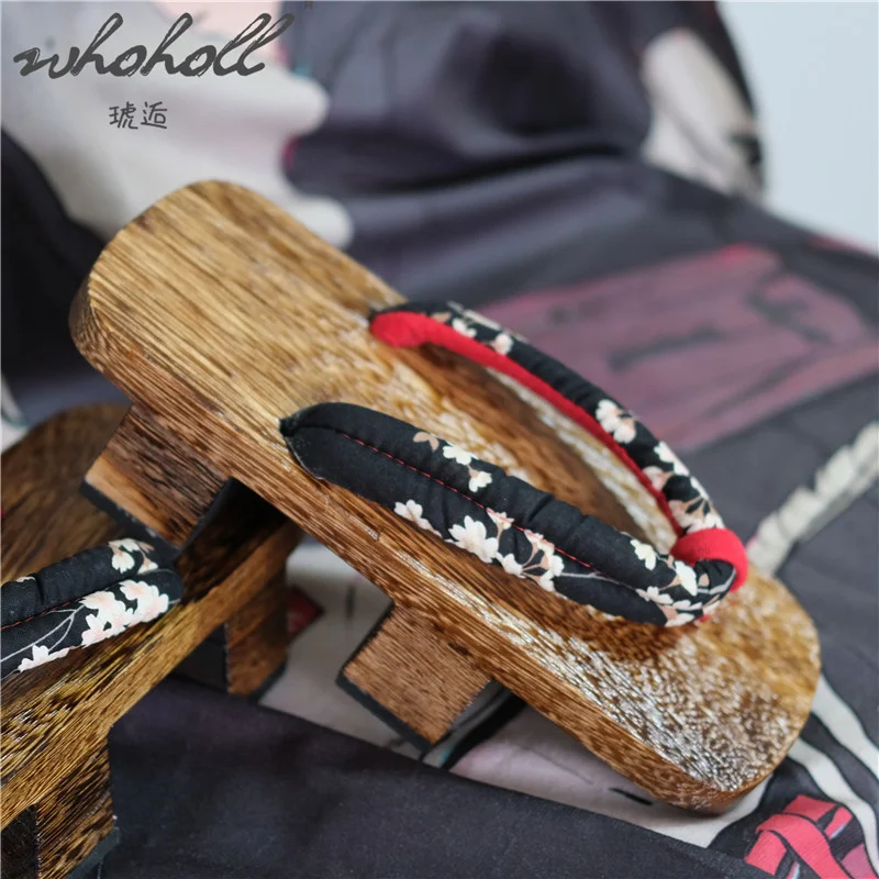 WHOHOLL Clogs Summer Women Slippers Japanese Wood Geta Flip Flops Cosplay Shoes Animation Rem Samurai Sandals Slippers