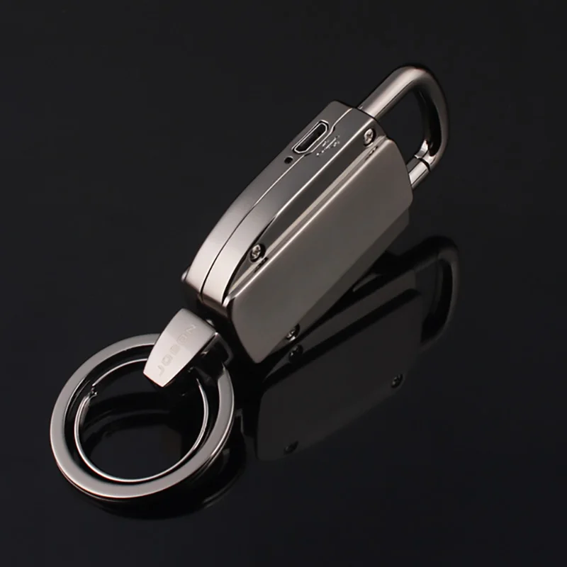 Mini Portable Rechargeable Windproof Ultra-thin Metal Creative Individuality Key Buckle Lighter Keychain USB Electric Lighter