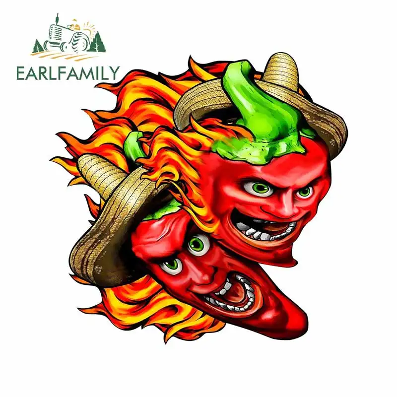 EARLFAMILY 13cm x 7.7cm for Scary Cowboy Head Fire Occlusion Scratch Windows Car Sticker Waterproof Decal for Anime Motorcycle