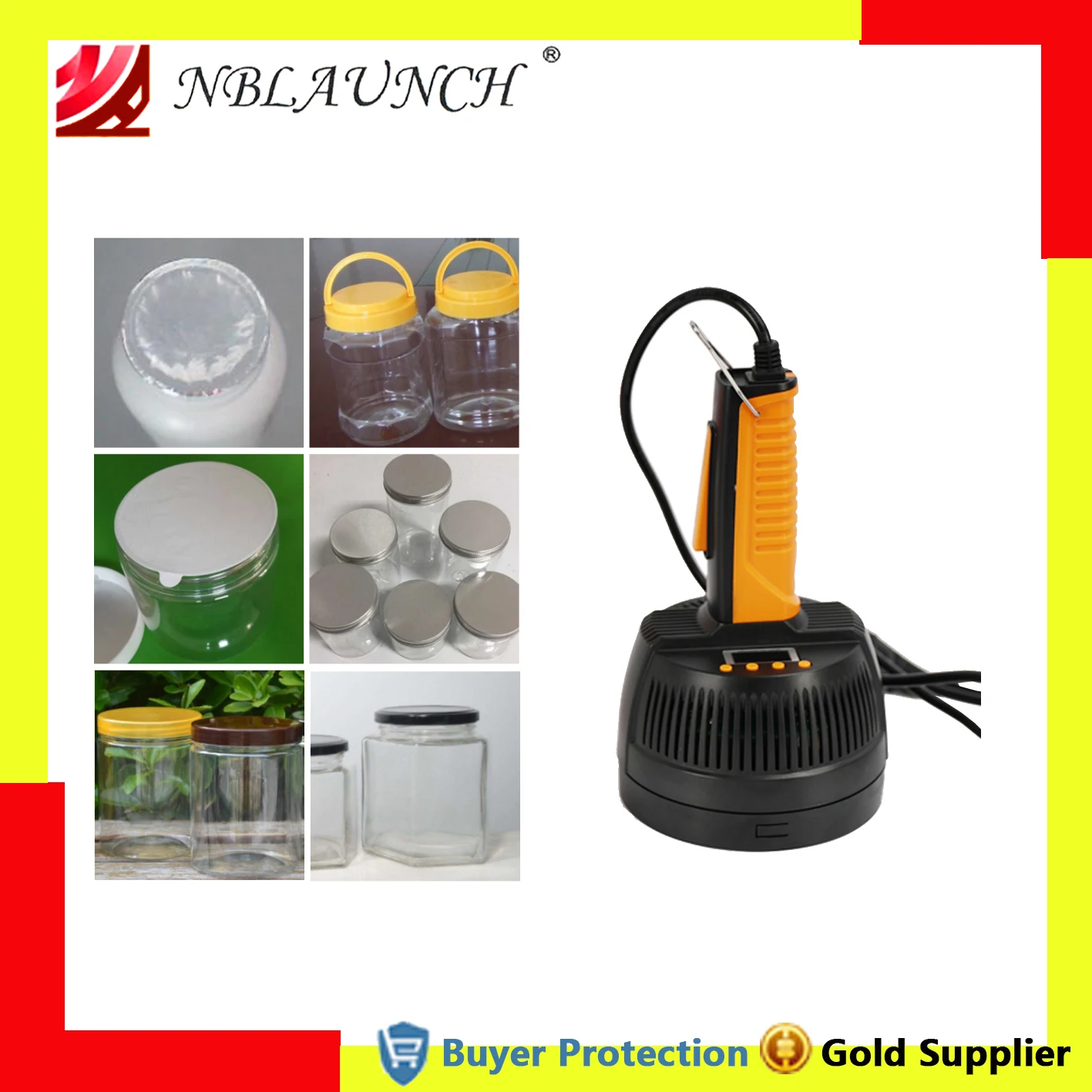 휴대용 전자기 유도 씰링 기계, 플라스틱 유리 병 뚜껑 씰러, 20-100mm 알루미늄 호일, 쉬운 조작 핸들