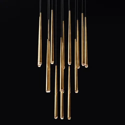 Postmodern Luxury Crystal LED Chandeliers Nordic Golden Black Long Chandelier Stairs Hanging Lamp Restaurant Ceiling Chandeliers