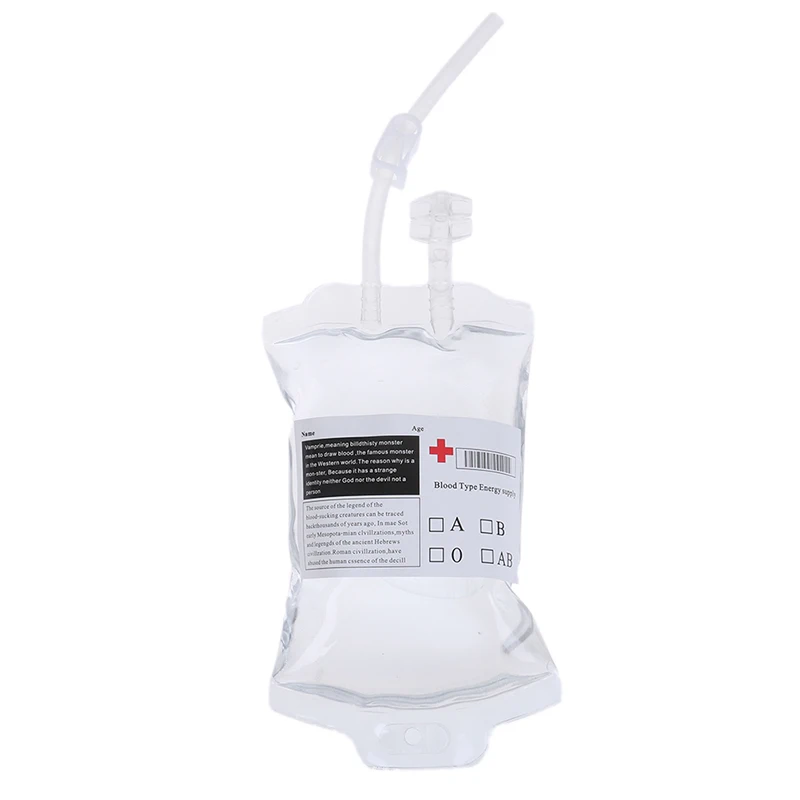 350ml เครื่องดื่มให้พลังงานใช้ซ้ำได้โปร่งใส PVC ทางการแพทย์วัสดุสำหรับแวมไพร์ฮาโลวีน Props Props