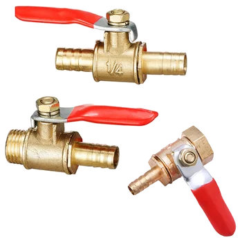 1sztMosiężny zawór kulowy 4-12mm króciec węża 1/8''1/2''1/4'' gwint męski, złącze gwintu wewnętrznego, złącze proste, do wody, oleju, przewodu paliwowego