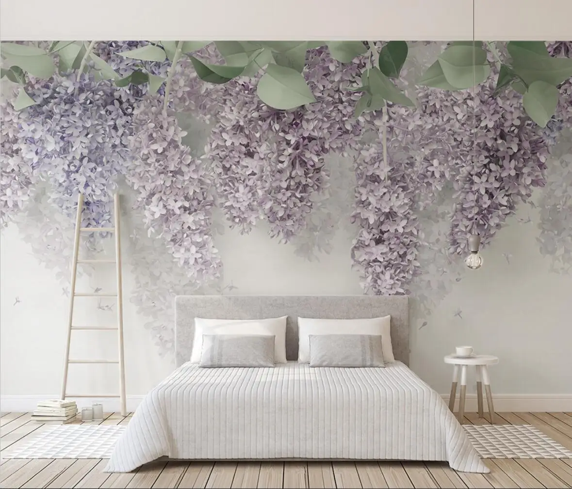 beibehang custom mural wallpapers for living room TV sofa background Purple flowers 3D wall paper house decoration art painting