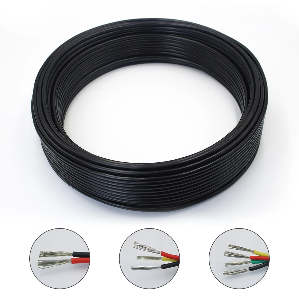 flexible silicone cable 10 meters 2-core 3-core 4-core 0.5mm 0.75mm high temperature 200 degree wirene wire