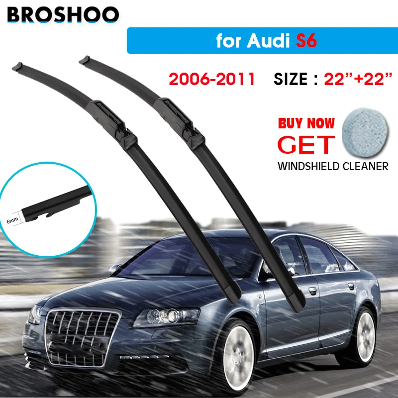 

Car Wiper Blade For Audi S6 22"+22" 2006-2011 Auto Windscreen Windshield Wipers Blades Window Wash Fit Claw Arms