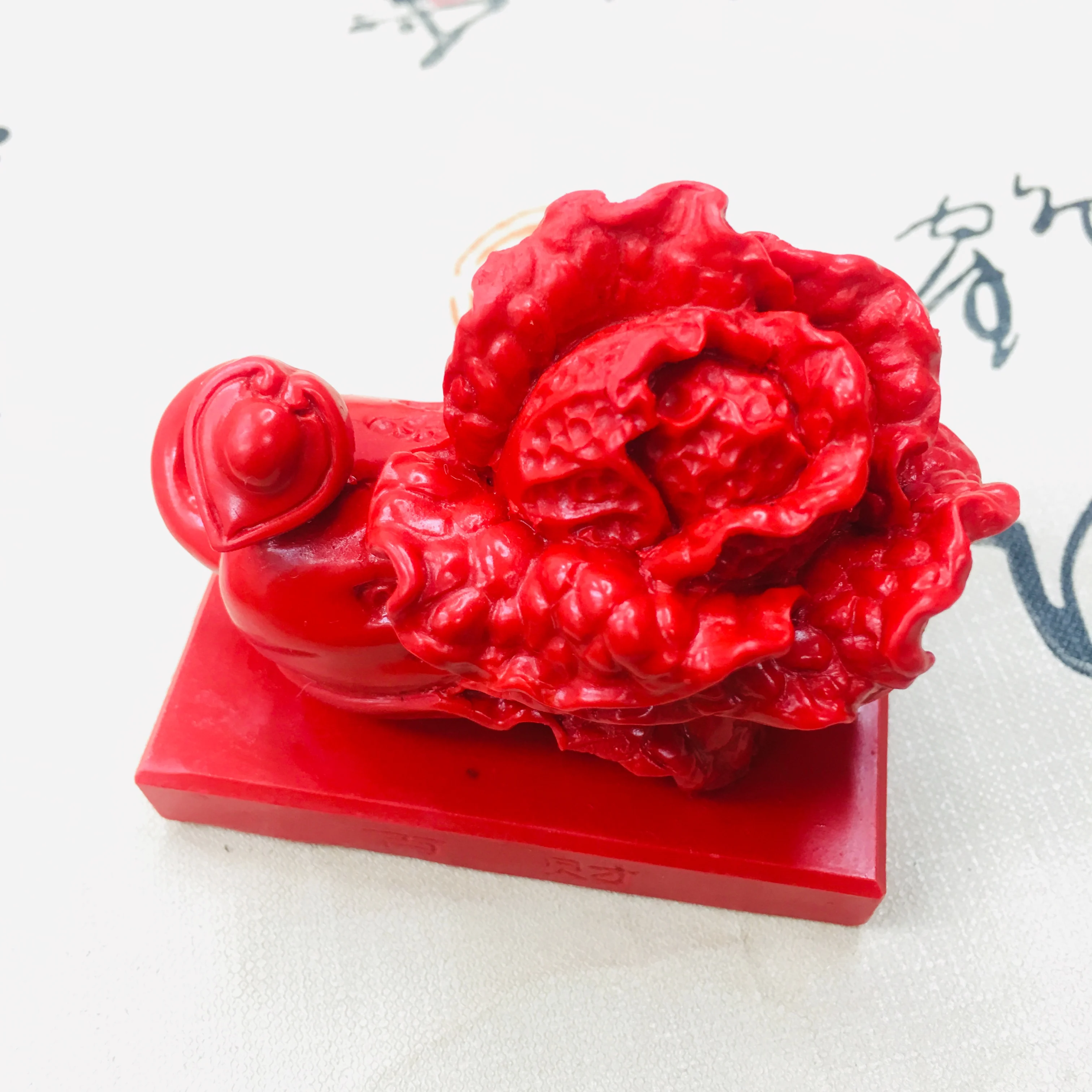 Zheru natural cinnabar carved red auspicious cabbage family ornaments car pendant men and women sweater chain