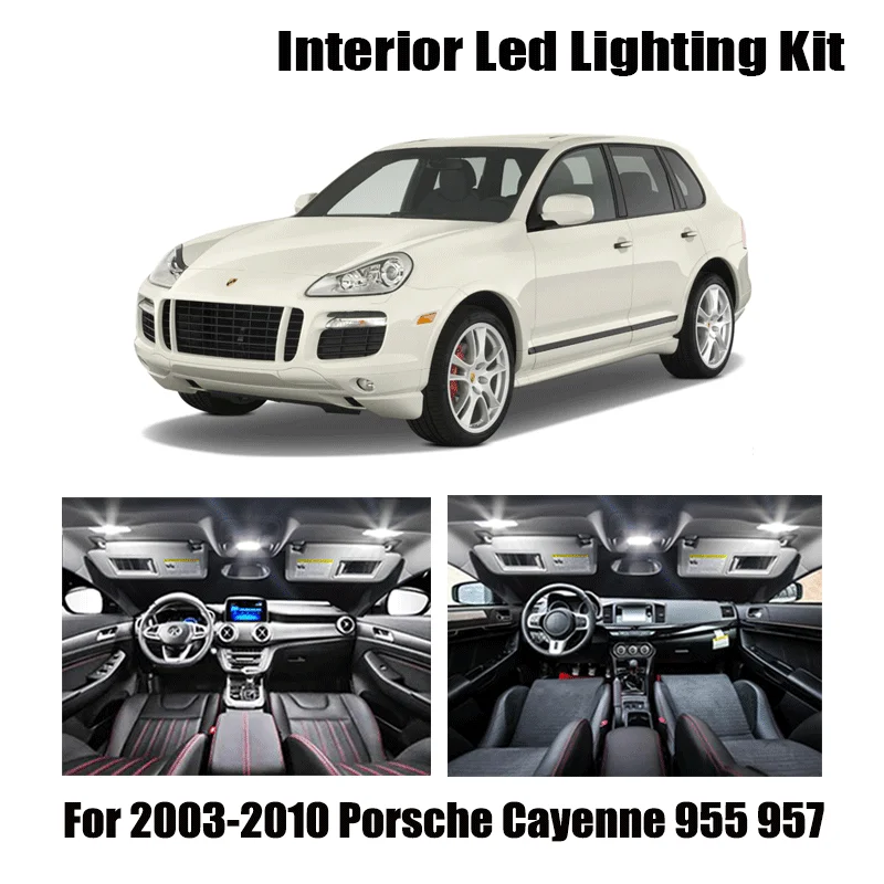 15pcs White Canbus Error Free LED Interior Dome Map Lights Package Kit For 2003-2010 Porsche Cayenne 955 957 License Plate Light