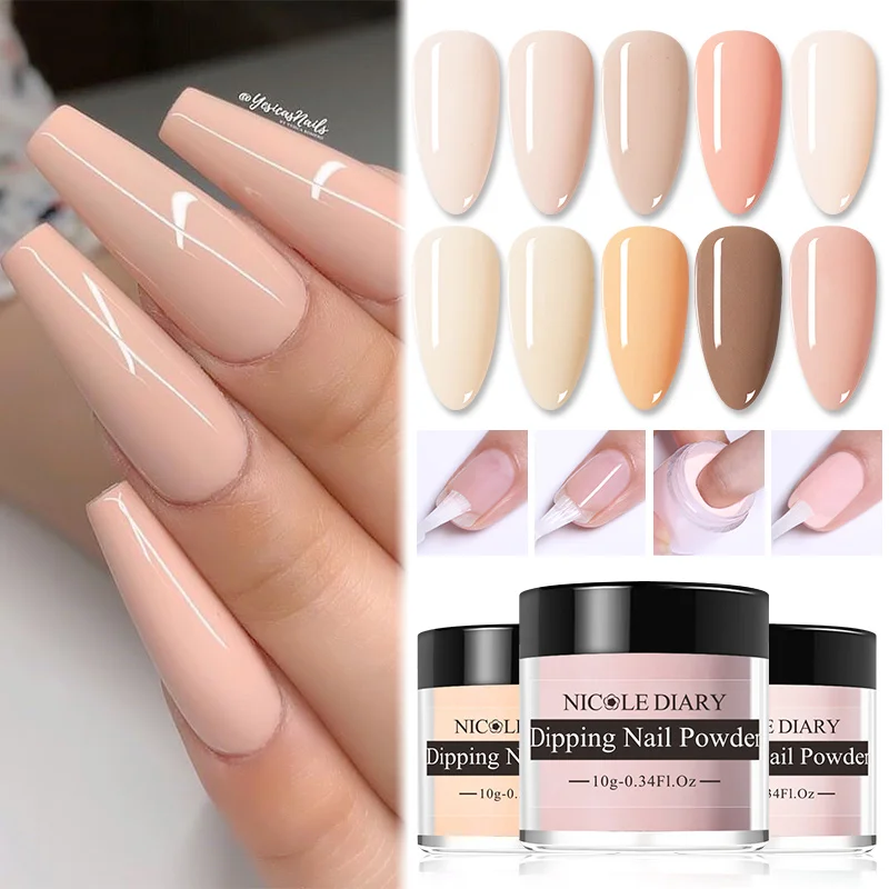 NICOLE DIARY Color Dipping Nail Powder Natural Dry No Lamp Cure Art Decoration Pigment Dust Gel Glitter French Acrylic Nail DIY