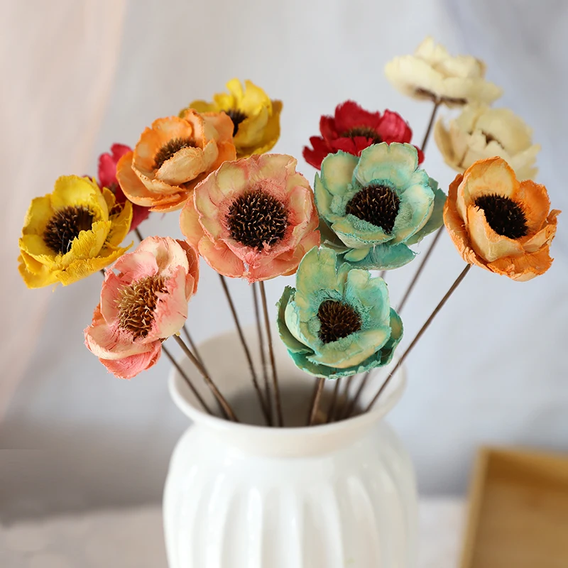 Corn Poppy Handmade Flower Dried Flowers Decor Home Flores DIY Boho Wedding Centerpieces Party Decoration Floral Art Arrangement