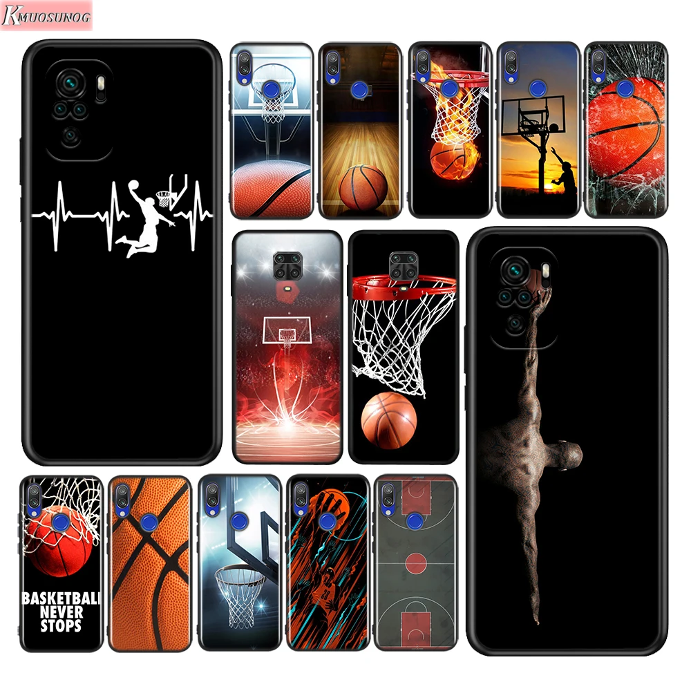 Basketball Never Stops For Xiaomi Redmi Note 12 11 11T 10 9 8 7 6 5 4 Pro 5G 4G Silicone Soft Shockproof Black Phone Case