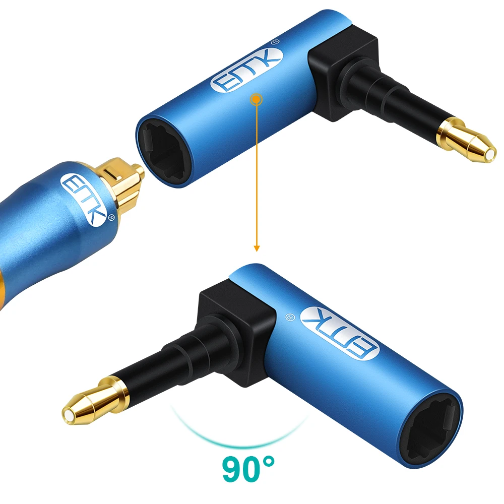 EMK 3.5mm Optical Audio Cable 3.5 Mini Optical Connector to Digital SPDIF Toslink 90 degree right angle adapter Speaker Sounbar