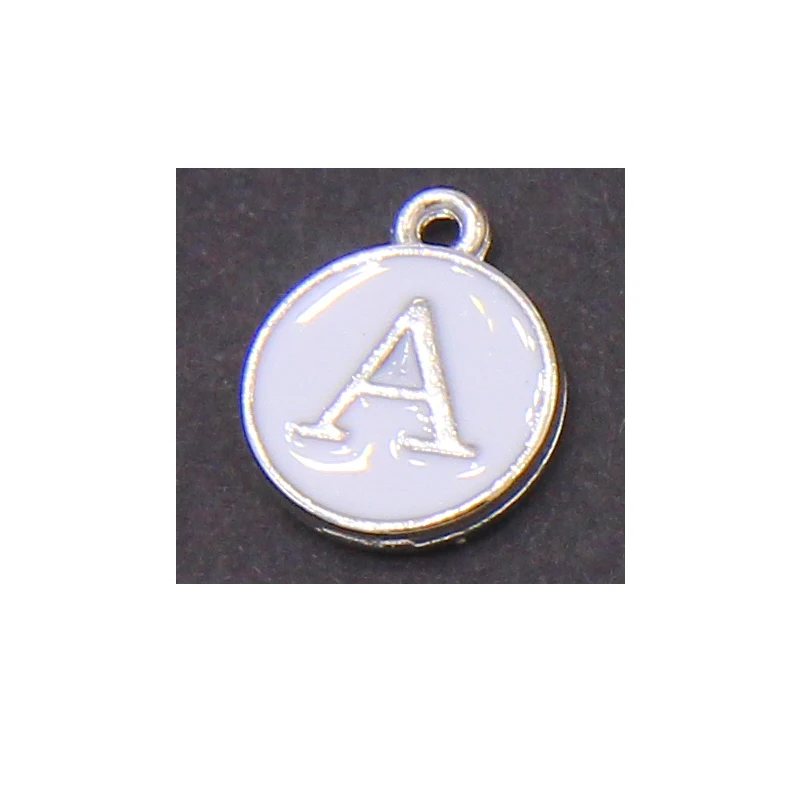 50pcs12*15mm 26 Pcs White Letter charms pendants for necklace Enamel alphabets accessories jewelry letter charms Accessories