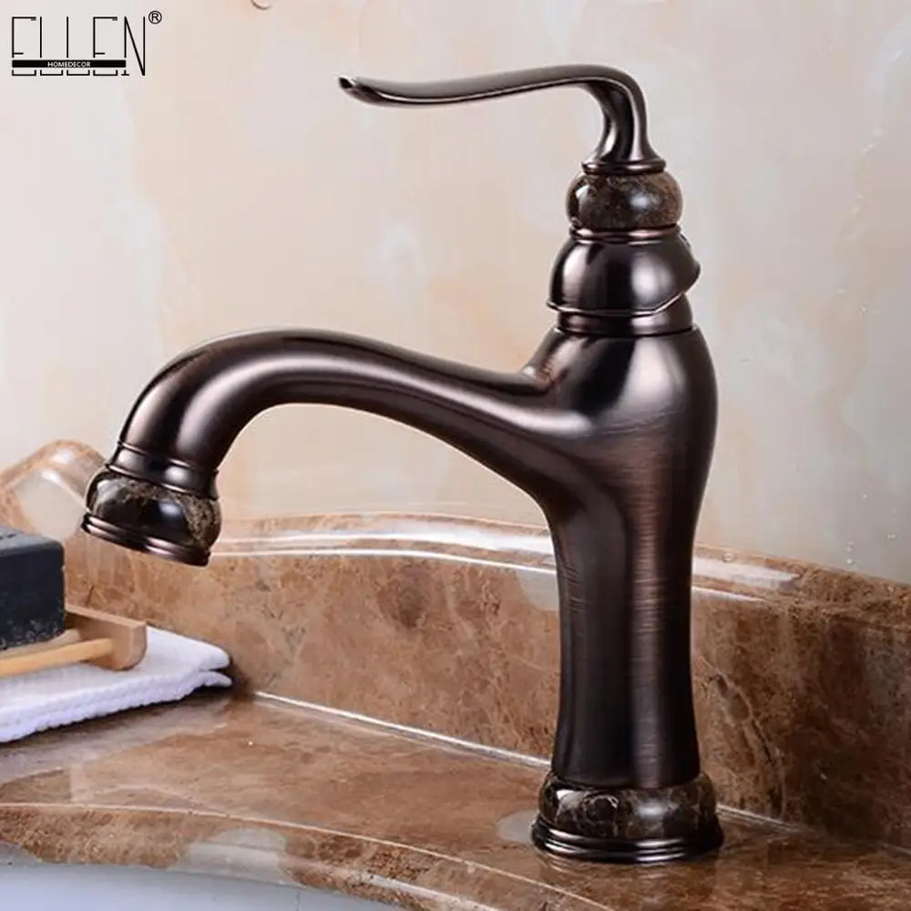 

Vidric Deck Mounted Bathroom Hot Cold Water Mixer Bath Basin Sink Faucets Oil Rubble Bronze Finished Bronze Colors EL1406