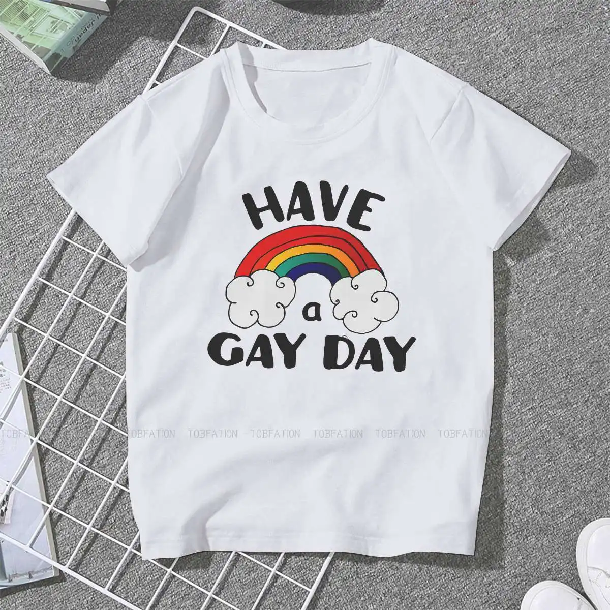 Have A Gay Day Classic Feminine Shirts LGBT Gay Rainbow Pride Oversized T-shirt Goth Vintage Female Blusas