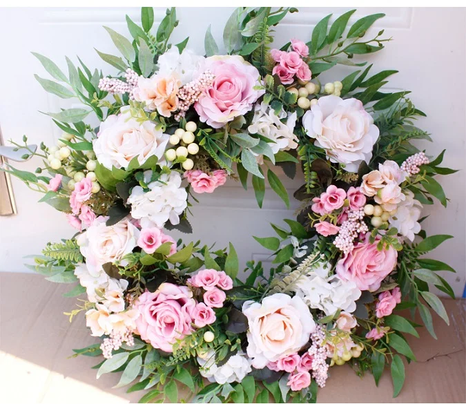 

DIY artificial flower garland Door Wreath rose wreath home wedding garden party decor wreath hanging door silk flower