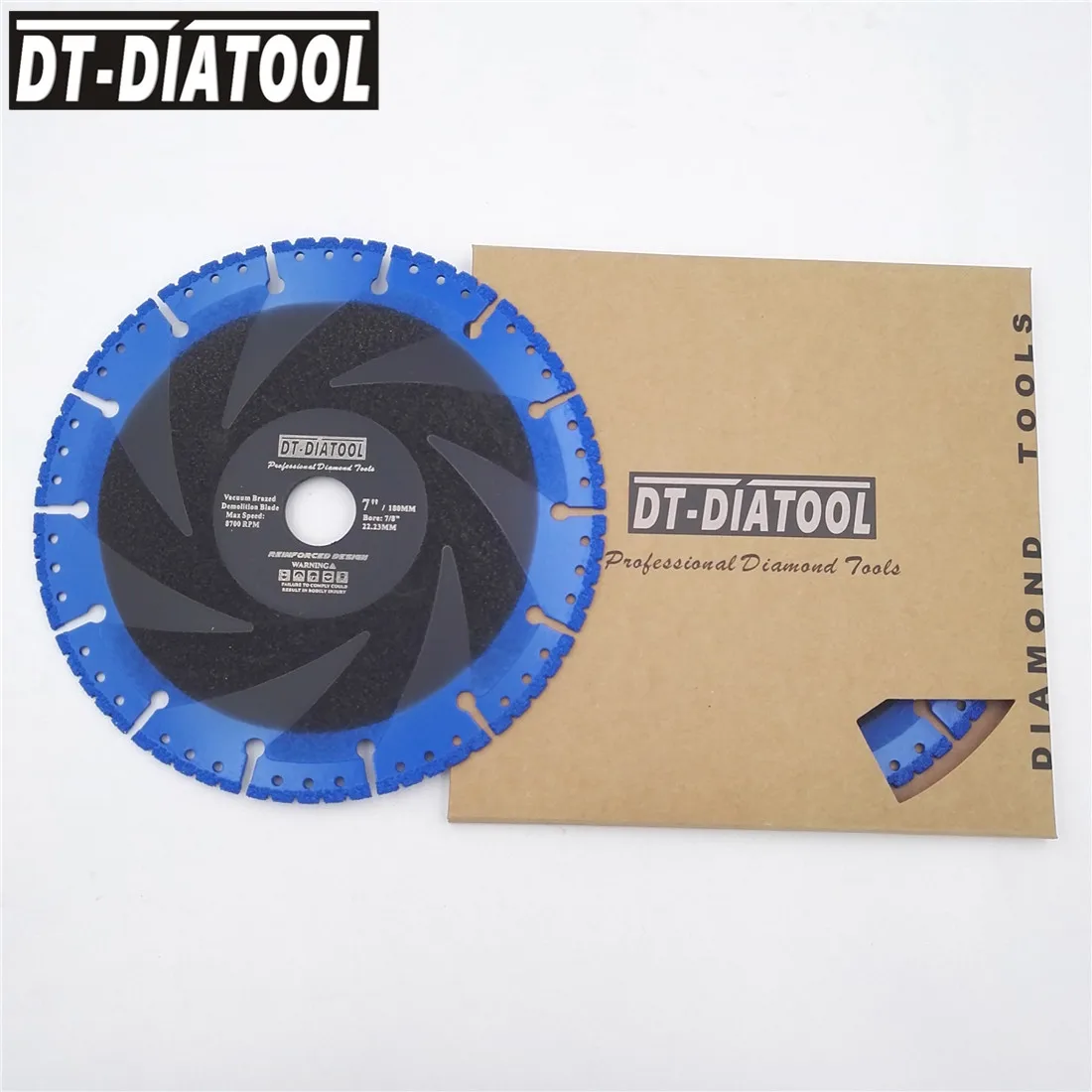 Disco de corte de hoja de sierra de demolición de diamante, 1 pieza segmentada, soldada al vacío, ambos tamaños de núcleo recubierto, multiusos, DT-DIATOOL