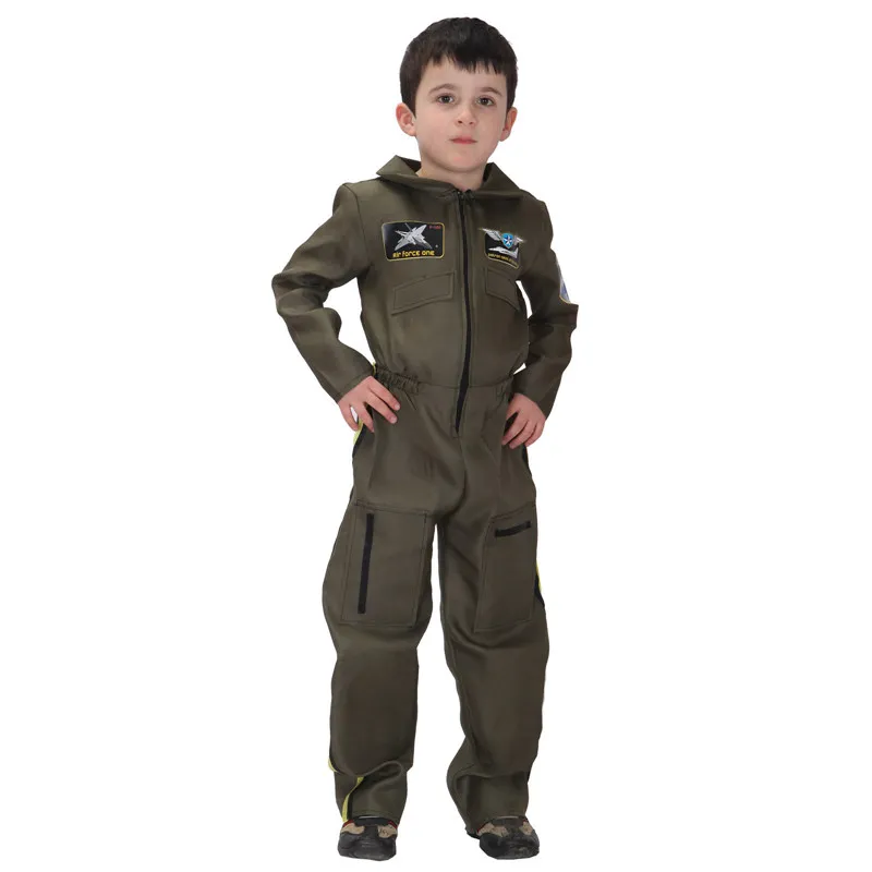 Kinder Kind Special Forces Air Force Kostüme Uniform für Jungen Pilot Flieger Flug Anzug Kostüm Halloween Purim Karneval Overall