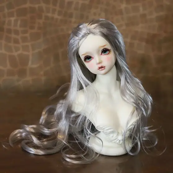 BJD doll wig suitable for 1-3 1-4 1-6 size imitation seahorse hair gray silver wave long hair doll accessories