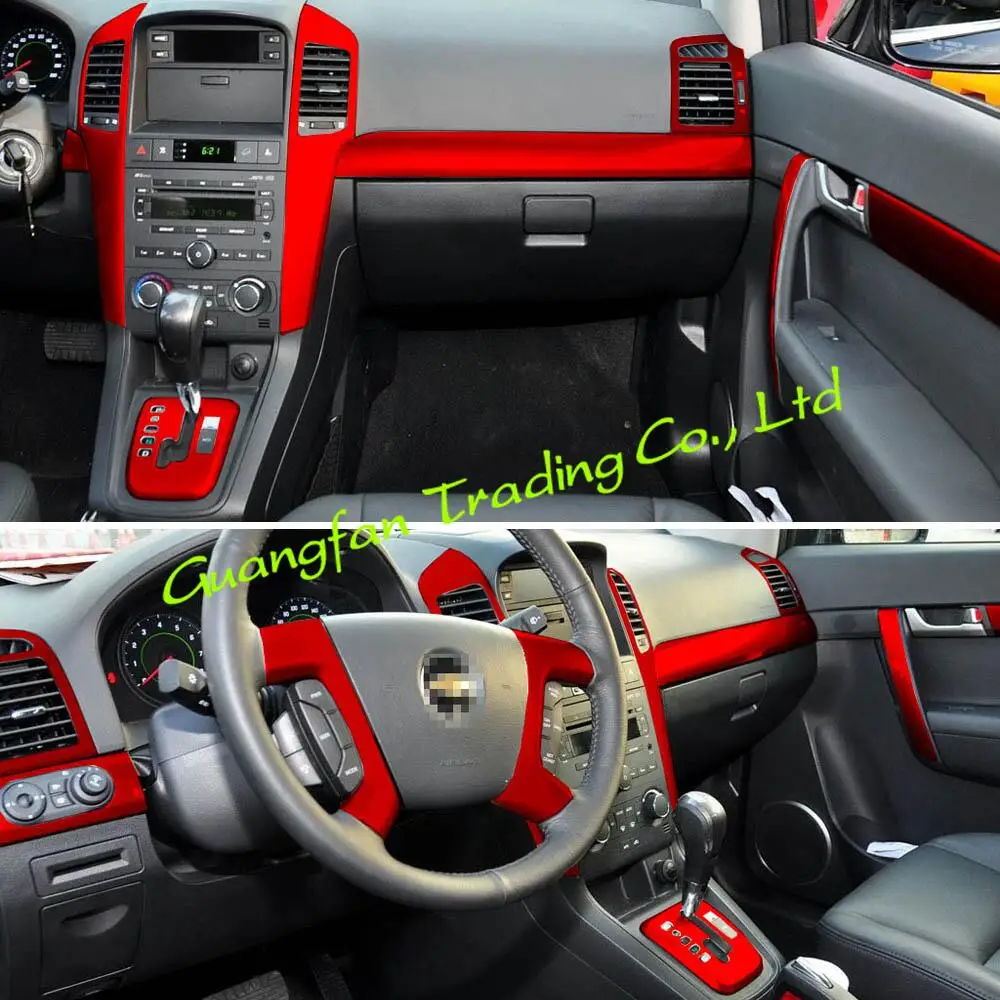 Dla Chevrolet CAPTIVA 2007-2011 wnętrze centralny Panel sterowania klamka naklejki z włókna węglowego naklejki Car styling Accessorie