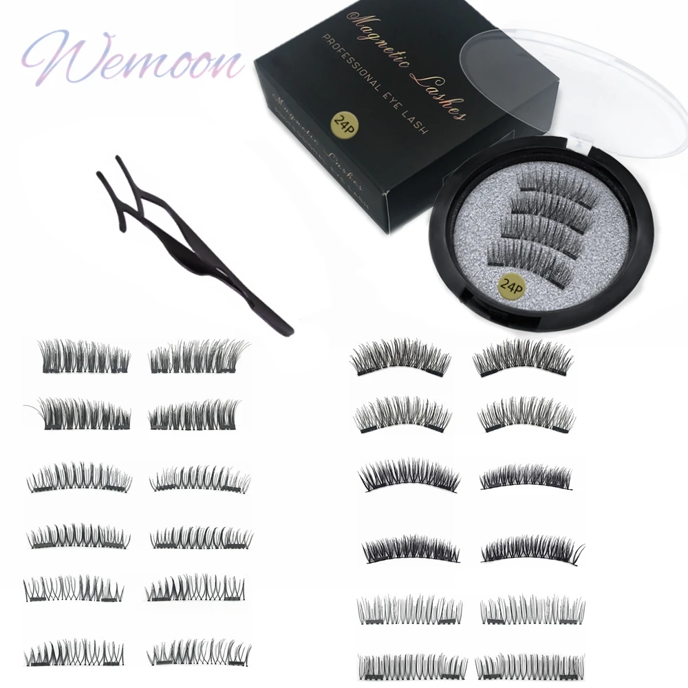 4pcs Magnetic Eyelashes 2 Magnet 3D Mink Natural False Eye Lashes Reusable Strong Absorption Faux Cils Magnetique Long Lasting