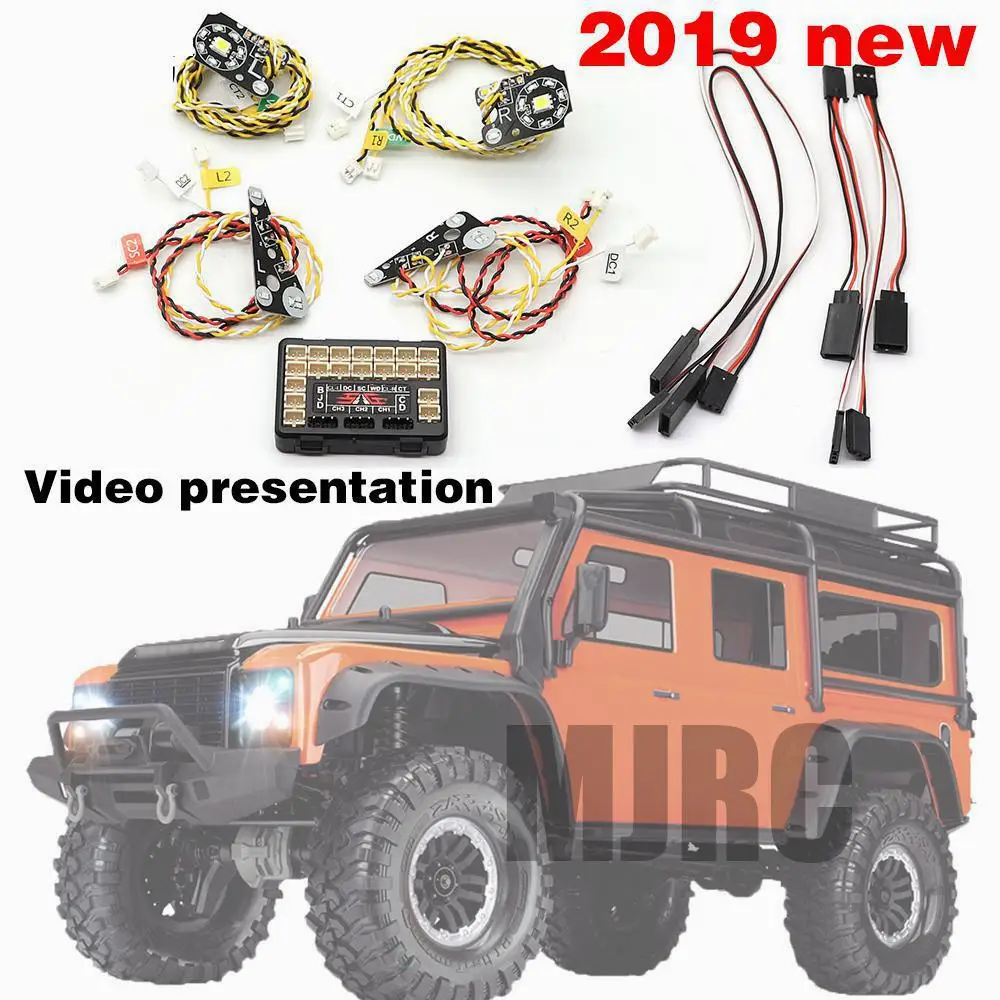 Dla 1/10 gąsienica Rc Traxxas Trx-4 Defender Trx4 Rc samochodów przednie tylne światła Led lampa grupa reflektory, kierunkowskazy światła hamowania