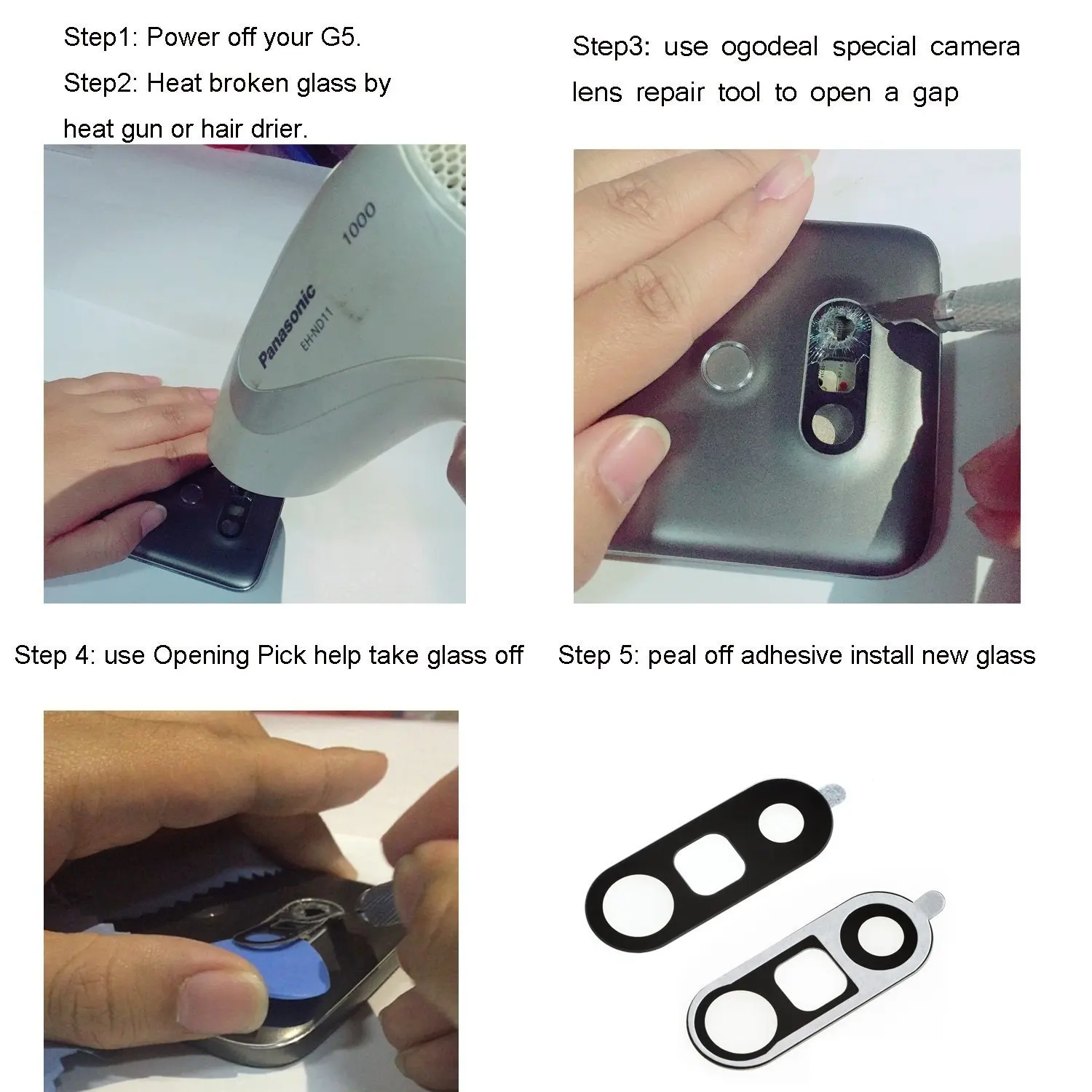 كاميرا زجاج عدسة غطاء استبدال مجموعة أدوات ل LG G5 غالاكسي نوت 8 غالاكسي S9 مع لاصق 2 حزمة