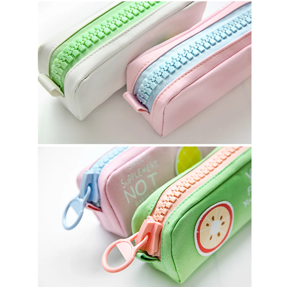 Пенал-органайзер для карандашей, с фруктами, на молнии, лимон, A6628, ананас, холст