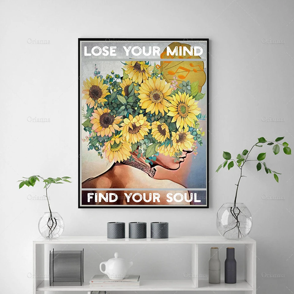 Lose Your Mind Find Your Soul Poster Print, Modern Art Print, Floral Print, Watercolour, Gift Idea - Wall Art Poster Print -