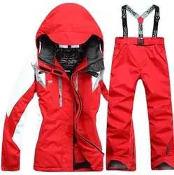 Traje de esquí de Invierno para mujer, chaqueta de snowboard y pantalones de esquí para exteriores, abrigo térmico impermeable a prueba de viento, conjunto de dos piezas