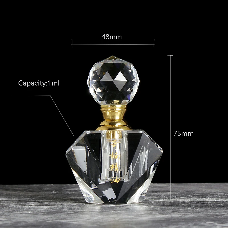 Classical Diamond Shaped Crystal Pocket Perfume Bottles 1ml Oud Oil Bottles Refillable Ornament Home Decor Wedding Gifts