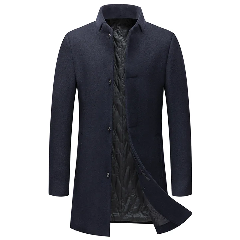 Mens Woolen Coat Men's Winter Wool Jackets Coat Men Stand-up collar Business Casual Warm Trench Coat Windbreaker Male Overcoat