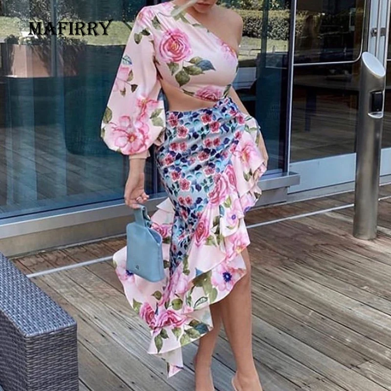 

Autumn Long Sleeve Slim Skirts Two Piece Set Female Floral Print Short Tops Asymmetry Skirt Suit Sexy Women Skirts Matching Set