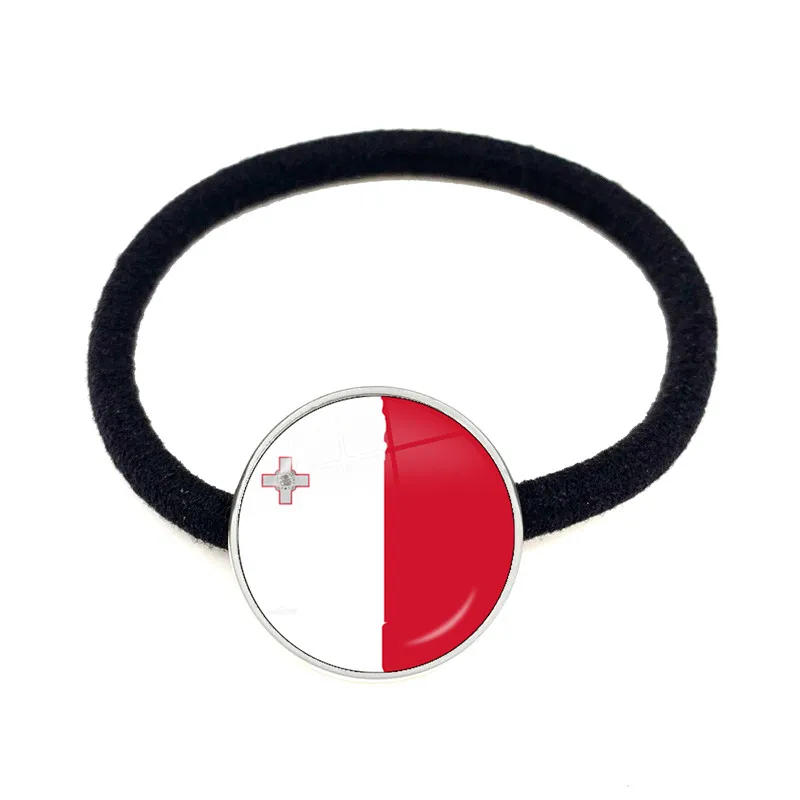 Malta Zambia Zimbabwe Latvia Armenia Azerbaijan Saudi Arabia UAE Morocco National Flag Glass Cabochon Elastic Hair Bands Women