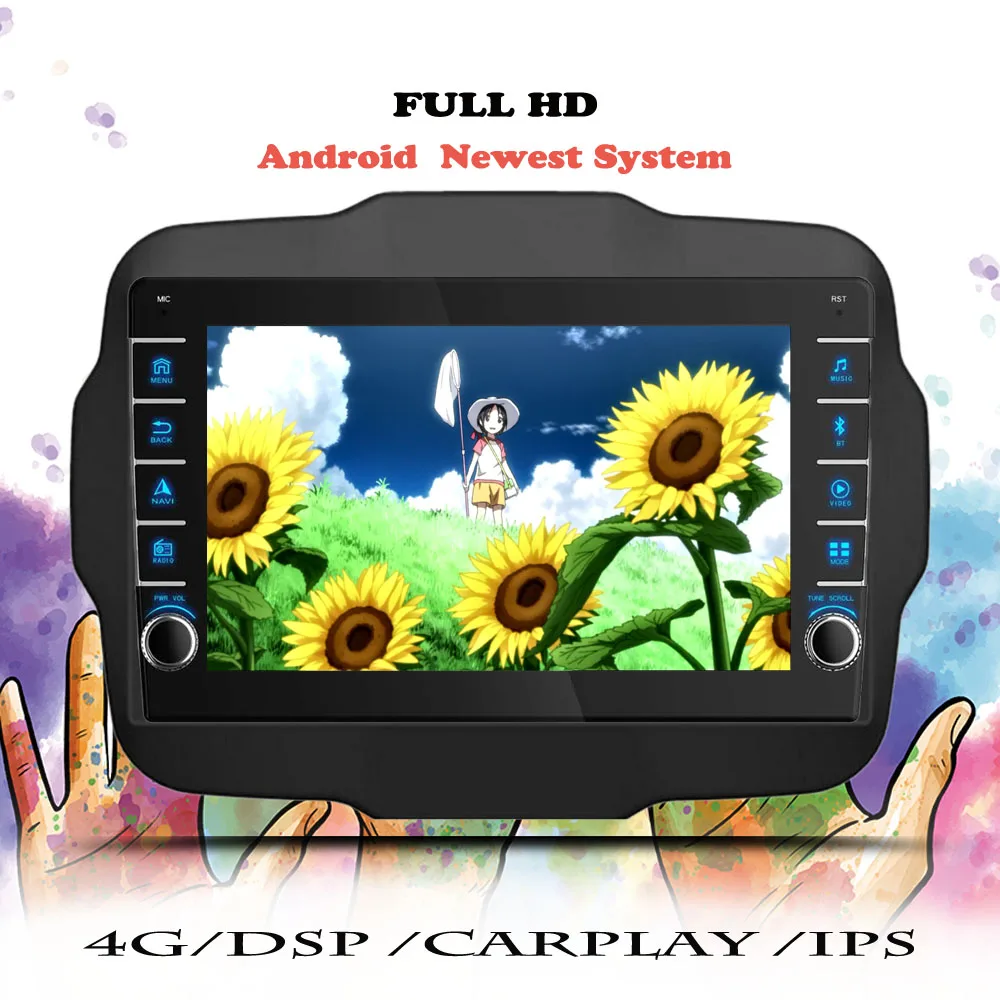 Multimedia Player Android 12 For Jeep Renegade 2014 2015 2016 2017 2018 2019 2020 Car Radio GPS Navigation NO 2 Din DVD Cassette