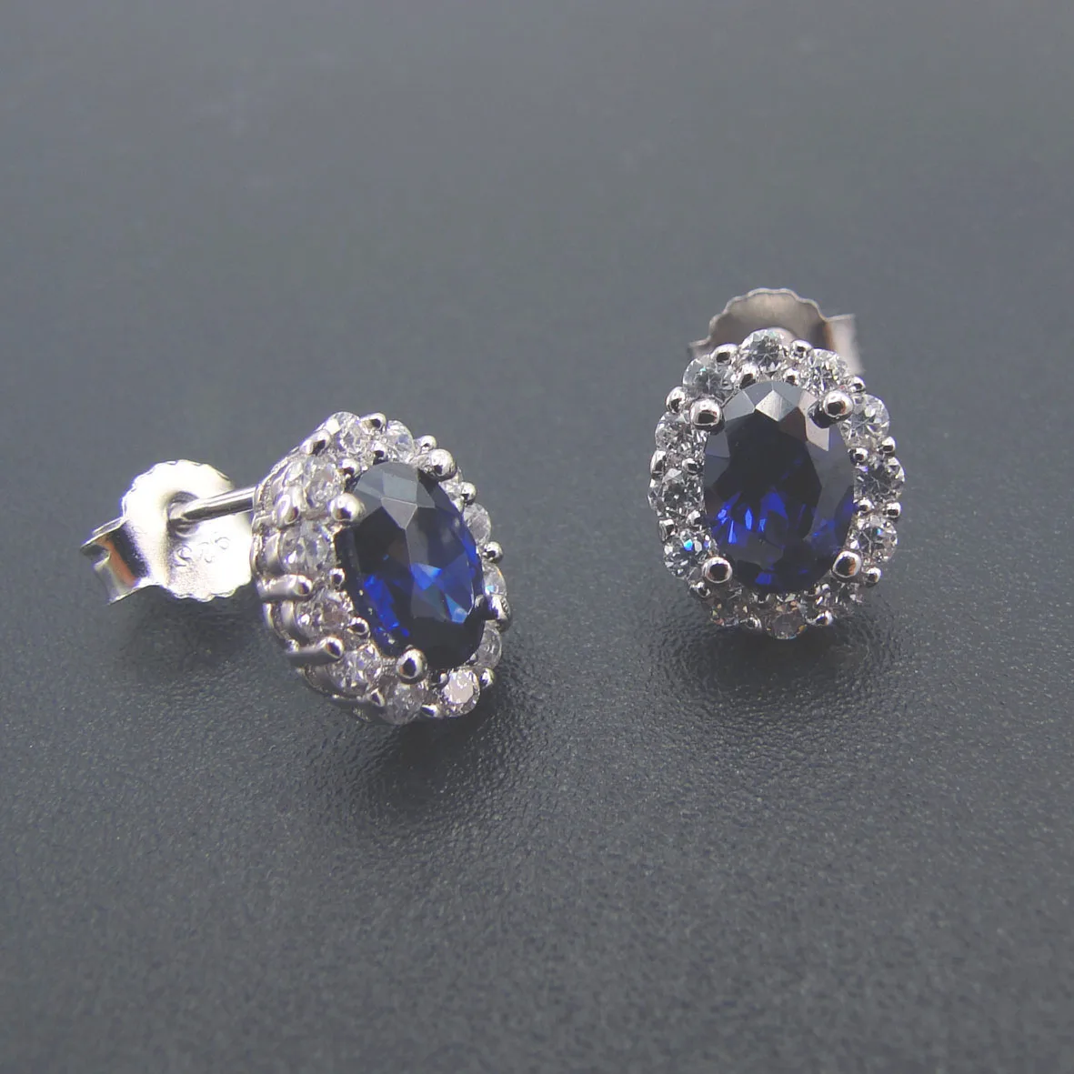 Genuine Tanzanite & White Topaz Brass Stud Earrings Best Sellers