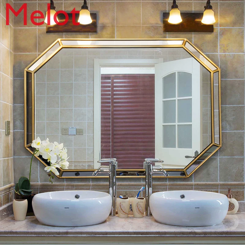 European Vanity Mirror Toilet Antifog Glasses American Minimalist Hanging Mirror Bathroom Mirror Mirror Toilet Wall Hanging