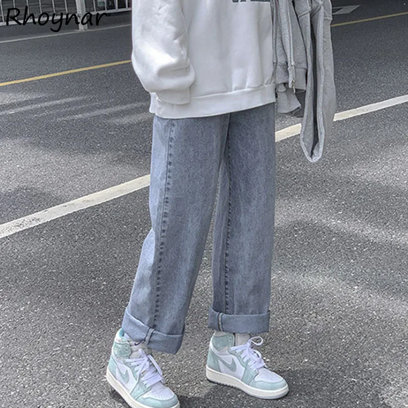 

Jeans Women Winter Aesthetic Denim All-match Full Length Wide Leg Trousers College Street Harajuku Retro Young Fashion Casual