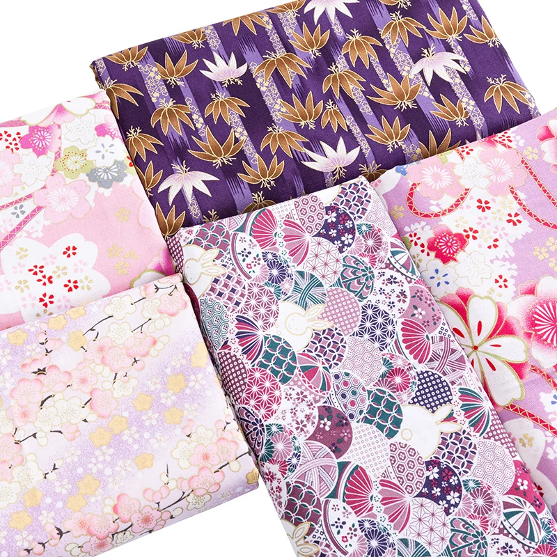 Purple Printed Cotton Fabrics Japanese Sewing Quilting Fabric For DIY Dress Or Patchwork Needle Arts TJ1023