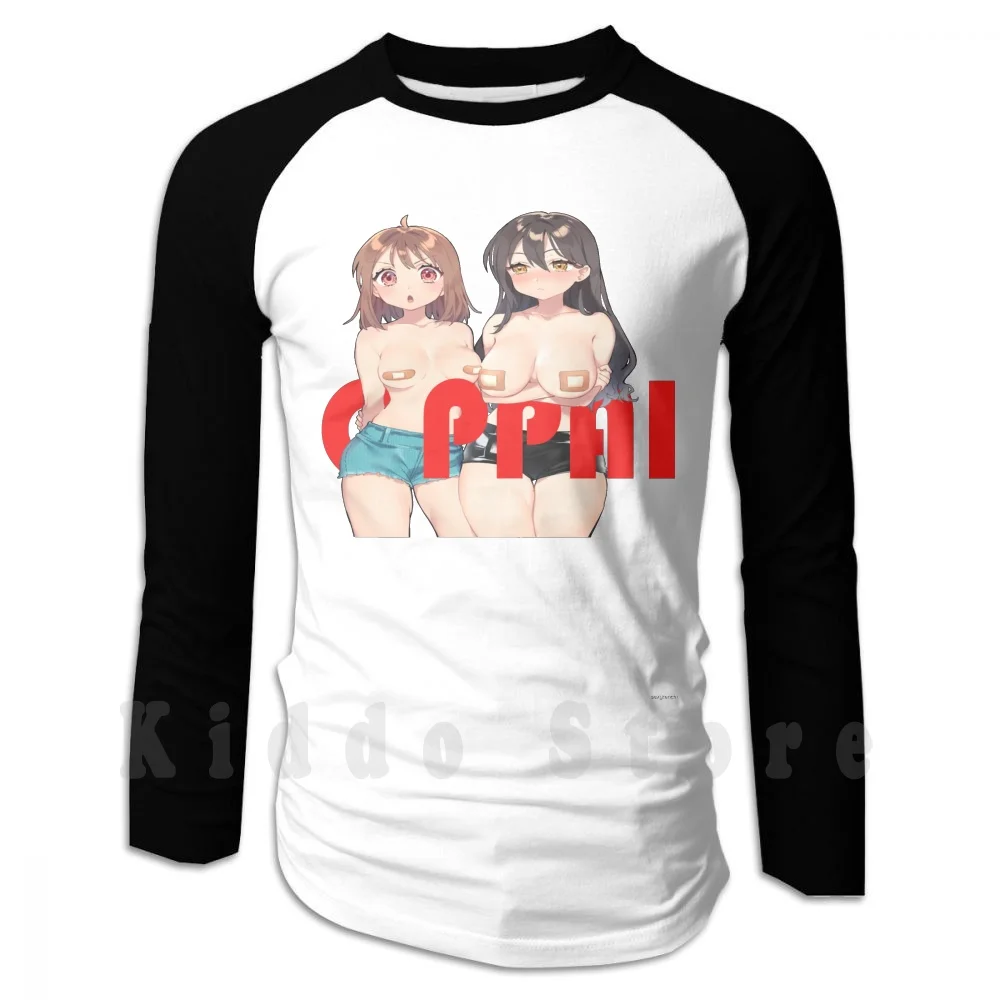 Oppai Is ? Hoodie Long Sleeve Oppai Ecchi Hentai Lewd Anime Japan Tits Thicc Kawaii Text Boobs Thighs