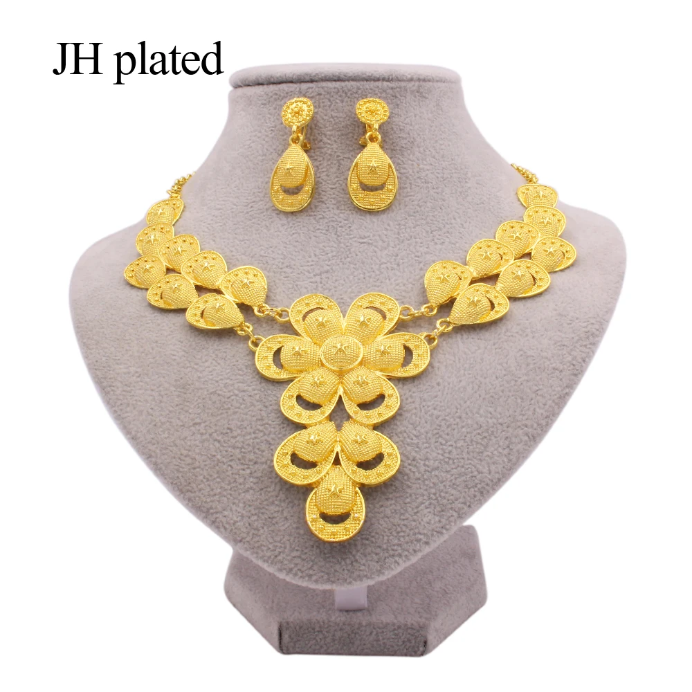 Jewellery set dubai African bridal gifts Wedding Ornament sun shape jewelry sets for women gold color necklace earrings set