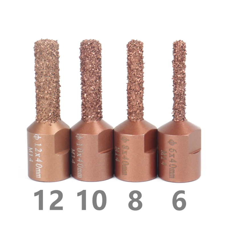 HEDA M14 나사산 진공 납땜 카바이드 그레인 핑거 밀링 커터 6/8/10/12mm 목재 조각 몰딩 용, 카바이드 그레인 핑거 밀링 커터