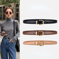 Ceinture en cuir véritable 100% pour femme, Jeans professionnels, mode coréenne, Fine, décorative, en peau de vache, Simple, noire