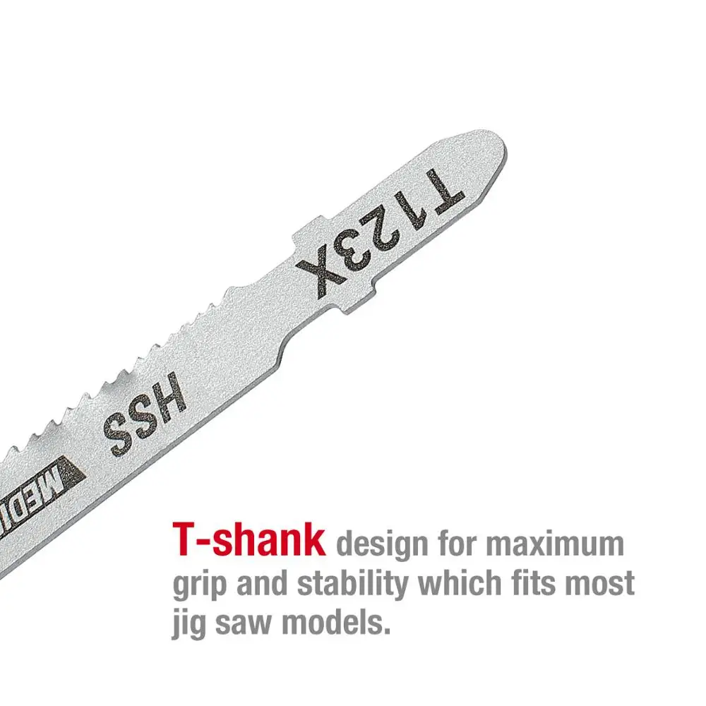 WORKPRO 25PC Saw Blades T-Shank  Jigsaw Blades Assorted Blades for Wood Plastic Metal Cutting Saw Blades Made with HCS/HSS/BIM